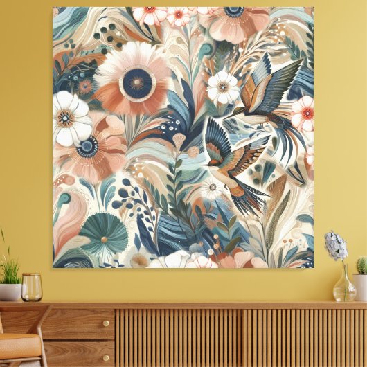 Boheemse mix van blauwgroen, magenta, paarse op cr canvas afdruk (Insitu (Woonkamer))