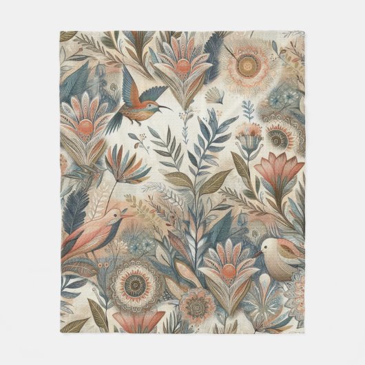 Boheemse mix van blauwgroen, magenta, paarse op cr fleece deken (Voorkant)