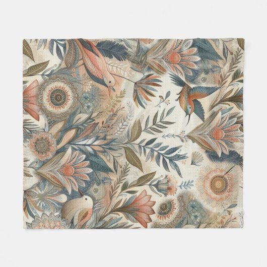 Boheemse mix van blauwgroen, magenta, paarse op cr fleece deken (Voorkant (Horizontaal))