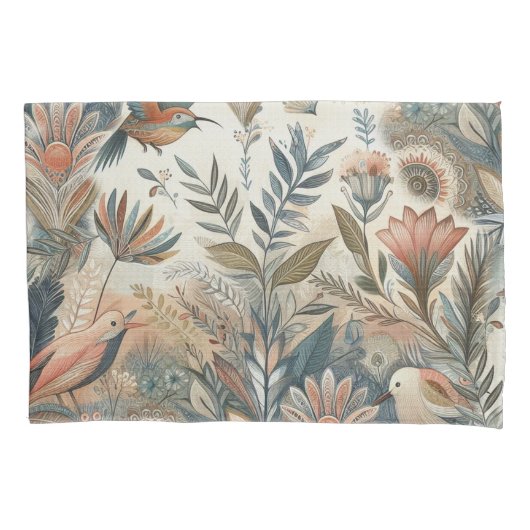 Boheemse mix van blauwgroen, magenta, paarse op cr kussensloop (Voorkant)