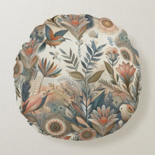 Boheemse mix van blauwgroen, magenta, paarse op cr rond kussen