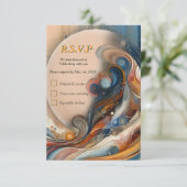 Boheemse mix van blauwgroen, magenta, paarse op cr RSVP kaartje (Staand voorkant)