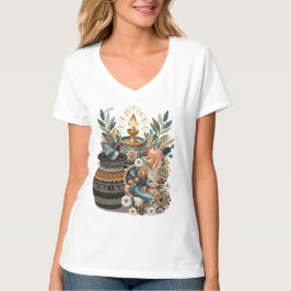 Boheemse mix van kleuren, bloemen en decorthema's t-shirt