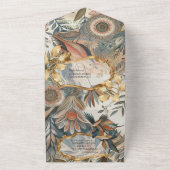 Boheemse mix van kleuren en bloementhema all in one uitnodiging (Buitenkant)