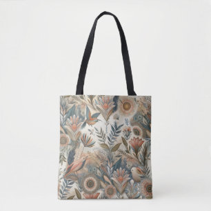 Boheemse mix van kleuren en bloementhema tote bag