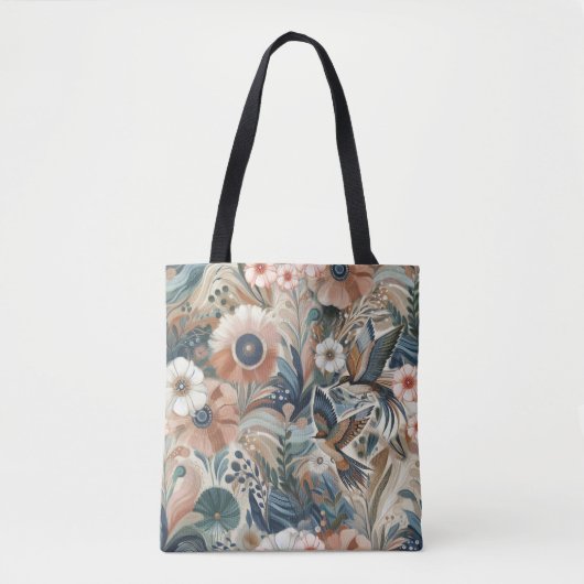 Boheemse mix van kleuren en bloementhema tote bag (Voorkant)