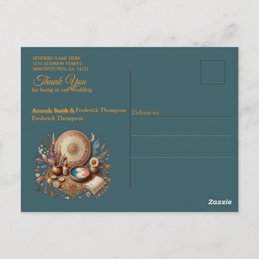 Boheemse mix van kleuren en decor thema briefkaart (Achterkant)