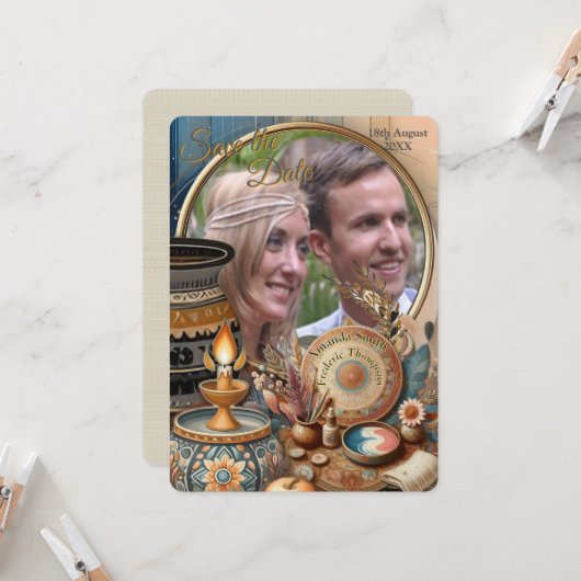 Boheemse mix van kleuren en decor thema kaart (Voorkant / Achterkant in situ)