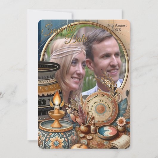 Boheemse mix van kleuren en decor thema kaart (Voorkant)