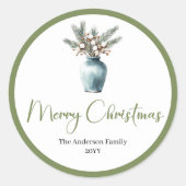 Boheemse moderne kerstboeket watercolor label (Voorkant)