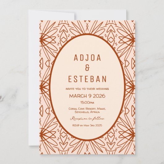 Boheemse moderne tribale patroon bruiloft uitnodig kaart (Voorkant)