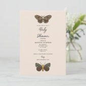 Boheemse Moth Wildflowers Baby shower Kaart (Staand voorkant)