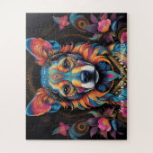 Boheemse Mozaïek Majesteit de geschilderde hond Legpuzzel (Verticaal)