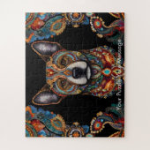 Boheemse Mozaïek Majesteit de geschilderde hond Legpuzzel (Verticaal)
