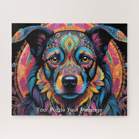 Boheemse Mozaïek Majesteit de geschilderde hond Legpuzzel (Horizontaal)