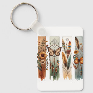 Boheemse Natuur Art Panel Sleutelhanger