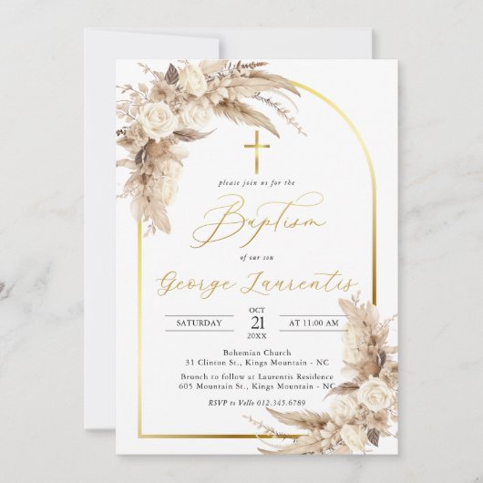 Boheemse Neutrale Pampas Grass doop doop doop Kaart (Voorkant)