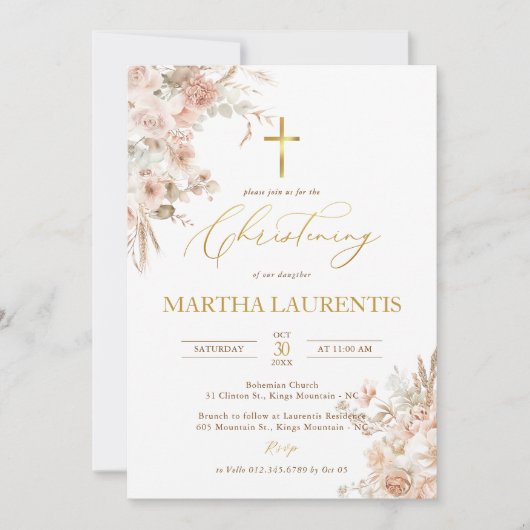 Boheemse Neutrale Pampas Grass doop doop doop Kaart (Voorkant)