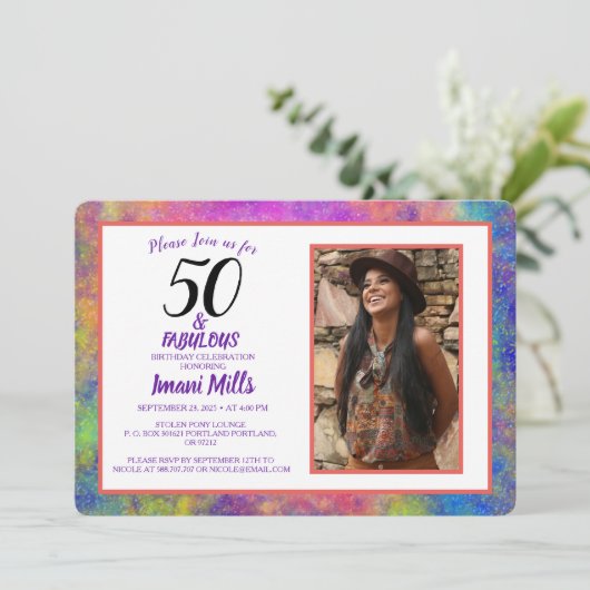 Boheemse nevel Art 50 en fantastische verjaardag Kaart (Staand voorkant)