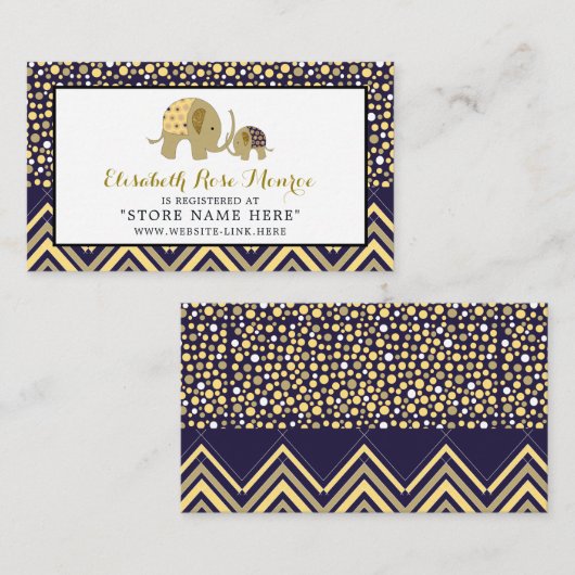 Boheemse olifant en Chevron Baby Gift Registry Informatiekaartje (Voorkant / Achterkant)