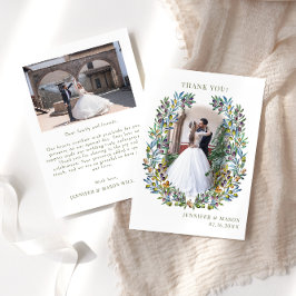 Boheemse olijfboom takken krans Bruiloft Foto Bedankkaart