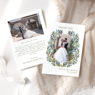 Boheemse olijfboom takken krans Bruiloft Foto Bedankkaart