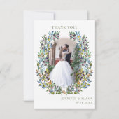 Boheemse olijfboom takken krans Bruiloft Foto Bedankkaart (Voorkant)