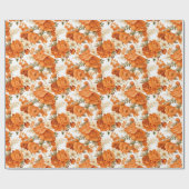 Boheemse oranje bloemen cadeaupapier (Vlak)