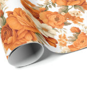 Boheemse oranje bloemen cadeaupapier (Rol Hoek)