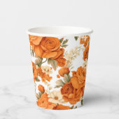 Boheemse oranje bloemen papieren bekers (Achterkant)