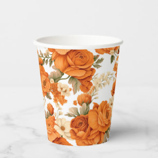 Boheemse oranje bloemen papieren bekers