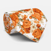 Boheemse oranje bloemen stropdas (Opgerold)