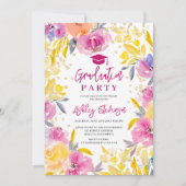 Boheemse paarse gouden bloemenfoto afstuderen kaart (Voorkant)