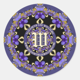  Boheemse Paarse Gouden Kant Mandala Ronde Sticker