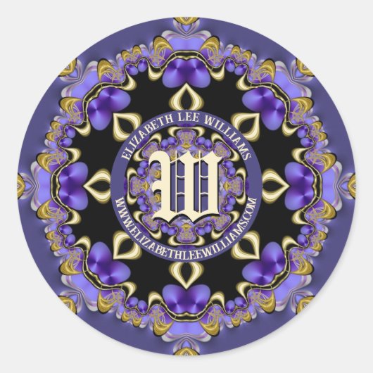  Boheemse Paarse Gouden Kant Mandala Ronde Sticker (Voorkant)