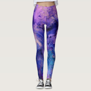 Boheemse Paarse Inkt Spletters Leggings