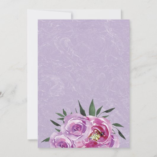 Boheemse paarse mauve chique pioenrozen bruidsbrun kaart (Achterkant)