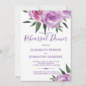 Boheemse paarse rustieke pioenen repetitie diner kaart (Voorkant)