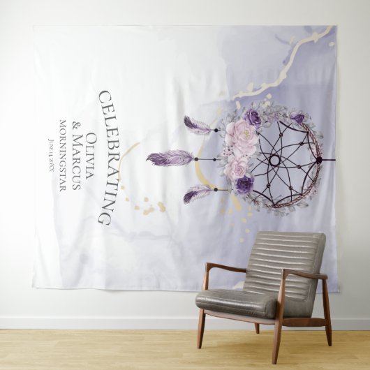 Boheemse Paarse Waterverf Droomvanger Wandkleed (In Situ (horizontaal))