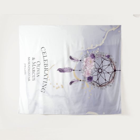 Boheemse Paarse Waterverf Droomvanger Wandkleed (Voorkant (horizontaal))