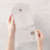Boheemse palmboom bruiloft all in one uitnodiging (Afscheurbaar)