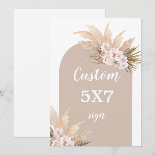 Boheemse Pampas Gras bord Kaart (Voorkant / Achterkant)