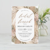 Boheemse pampas gras bruids brunch uitnodiging (Staand voorkant)