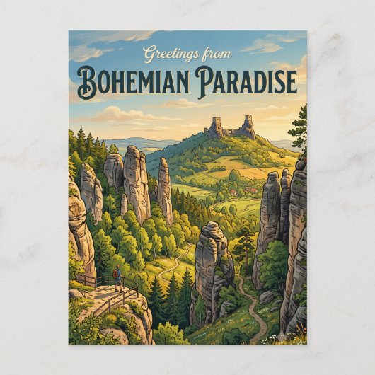 Boheemse Paradijs Tsjechië Briefkaart (Voorkant)
