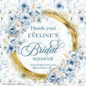 Boheemse Pastel Blauwe Gouden Glitter Bloemendouch Bedankjes Labels