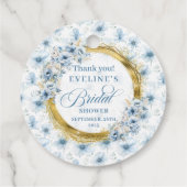 Boheemse Pastel Blauwe Gouden Glitter Bloemendouch Bedankjes Labels (Achterkant)