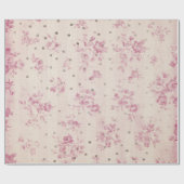 Boheemse pastel roze strepen floral polka dots cadeaupapier (Vlak)