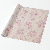 Boheemse pastel roze strepen floral polka dots cadeaupapier (Uitgerold)