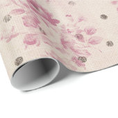 Boheemse pastel roze strepen floral polka dots cadeaupapier (Rol Hoek)