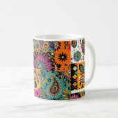 Boheemse patchwork mandala en paisley patroon koffiemok (Voorkant rechts)